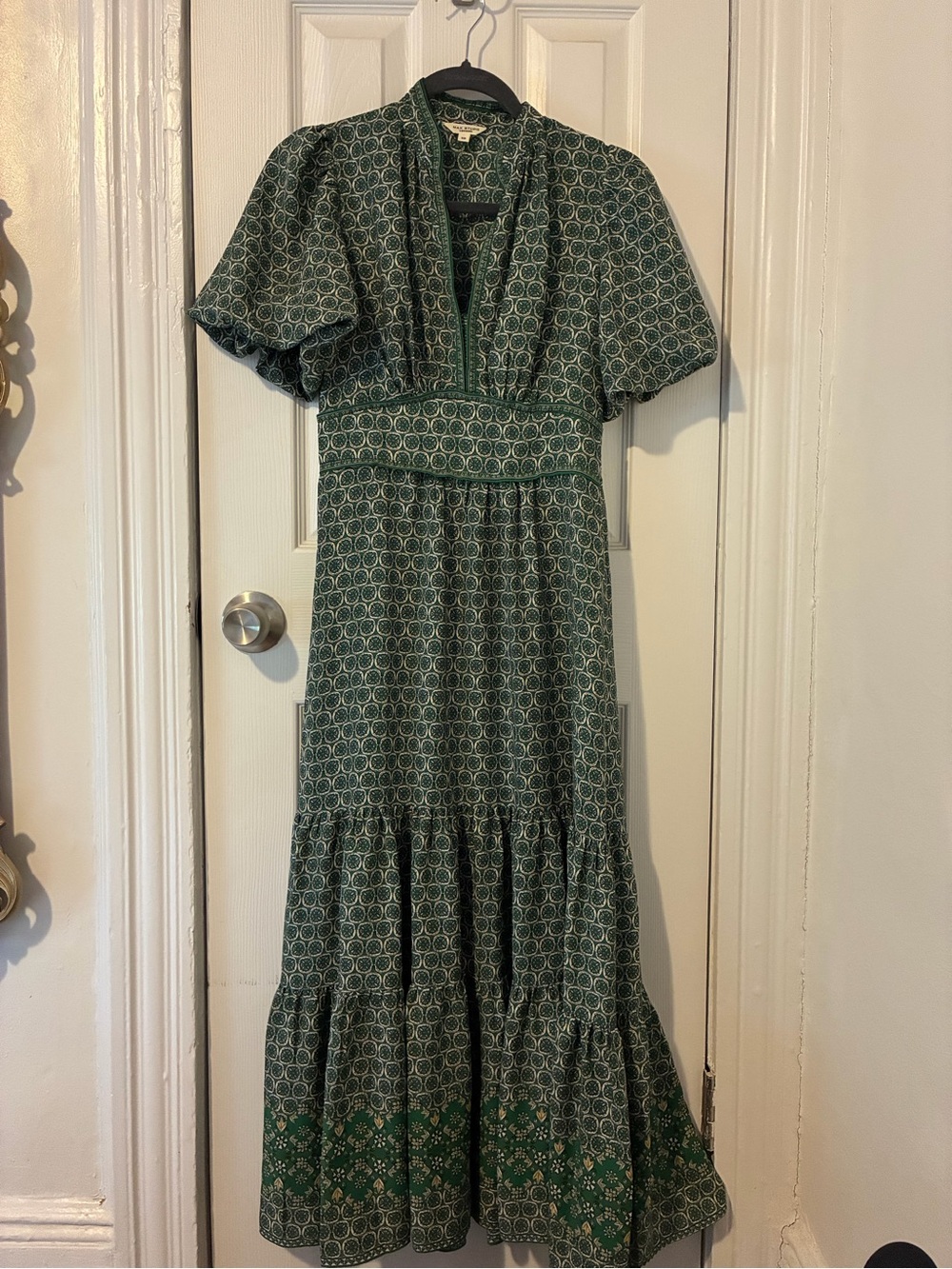 MAX STUDIO Floral Tiered Maxi Dress In Green Lava Lamp - Picture 4 of 5